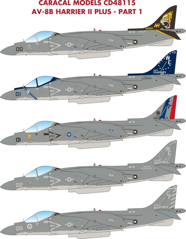 Microscale decals 1/72 72-355 US Marine Hawker Siddeley AV-8A Harriers J124 
